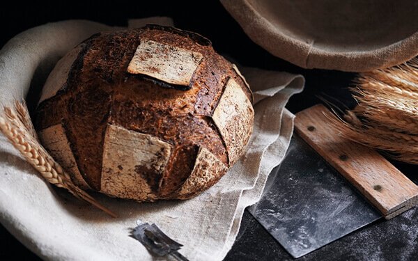 Freshly baked bread, the base for homemade burger and hot dog buns