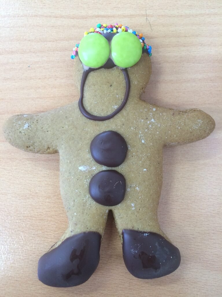 Iced gingerbread man cookie